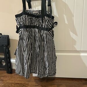 Black and White Gingham Sundress with Contrast Straps